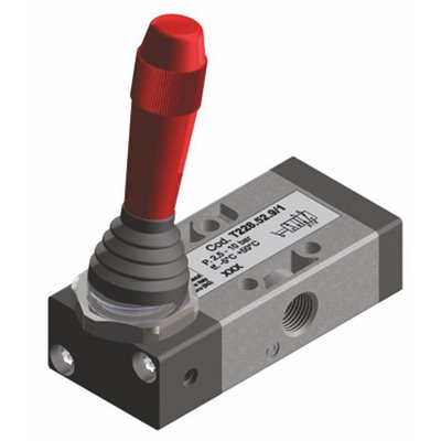 PX ZAWÓR MECHANICZNY 3/2 G1/8 DŻWIGNIA, 2 POZYCJE STABILNE, TECHNOPOLIMER, CZARNY