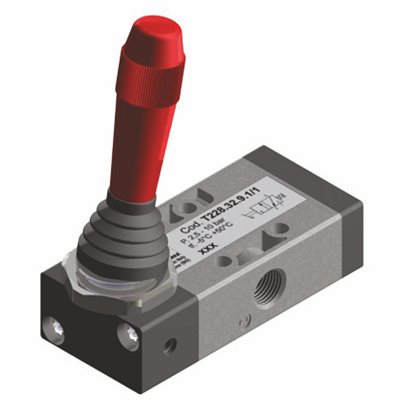 PX ZAWÓR MECHANICZNY 3/2 G1/8 DŻWIGNIA, POWRÓT SPRĘŻYNA, TECHNOPOLIMER, CZARNY