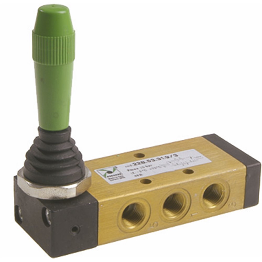 PX ZAWÓR MECHANICZNY 1/8 5/3 DŻWIGNIA CZARNA, 3 POZYCJE STABILNE, CENTRALNIE ODPOWIETRZONY