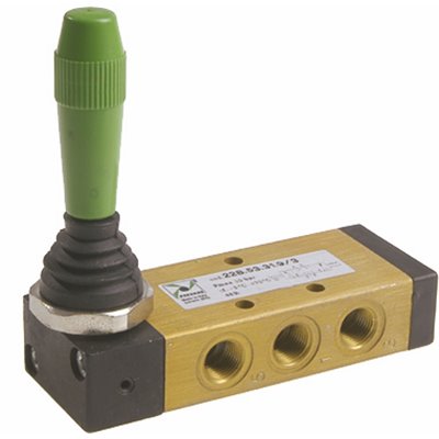 PX ZAWÓR MECHANICZNY 1/8 5/3 DŻWIGNIA CZARNA, 3 POZYCJE STABILNE, CENTRALNIE ZAMKNIĘTY