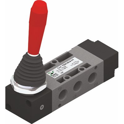 PX ZAWÓR MECHANICZNY TECHNOPOLIMER 5/2 G1/4 DŻWIGNIA, POWRÓT SPRĘŻYNA, CZARNY