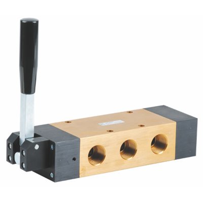 PX ZAWÓR MECHANICZNY G1" 5/3, CENTRALNIE ZAMKNIĘTY, 3 POZYCJE STABILNE, DŹWIGNIA