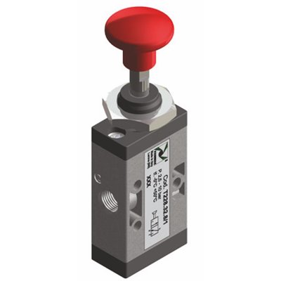 PX ZAWÓR MECHANICZNY G1/8 3/2 GRZYBEK BISTABILNY TECHNOPOLIMER CZARNY