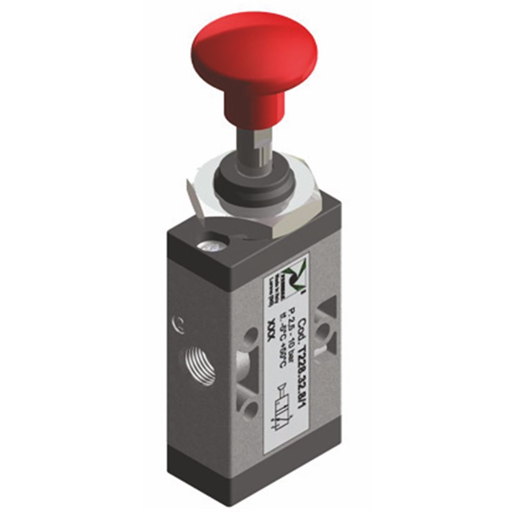 PX ZAWÓR MECHANICZNY G1/8 3/2 GRZYBEK BISTABILNY TECHNOPOLIMER CZARNY