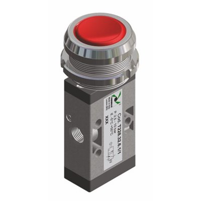 PX ZAWÓR MECHANICZNY 1/8 3/2 PRZYCISK-30 CZERWONY.TECHNOPOLIMER 