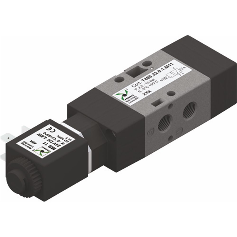 PX ZAWÓR ELEKTROMAGNETYCZNY ECO, TECHNOPOLIMER G1/8  3/2 12VDC - SPRĘŻYNA