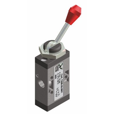 PX ROZDZIEL. 3/2 2-POZYCYJNY G1/8 DŹWIGNIA PIONOWA W OSI-CZERWONY