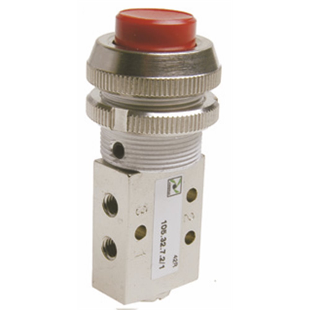 PX ZAWÓR 5/2 M5 PRZYCISK-SPRĘŻYNA PANELOWY 22MM CZERWONY