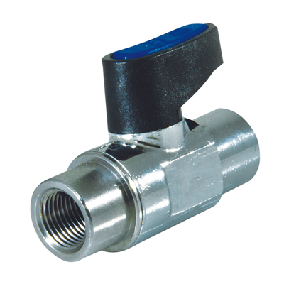 ZAWÓR KULOWY MIKRO, GWINTY WEWNĘTRZNE G 1/4, MOSIĄDZ CHROMOWANY, NIEBIESKI