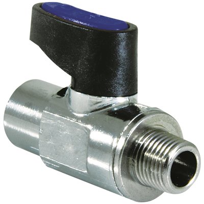 ZAWÓR KULOWY MIKRO, GWINTY ZEW./WEW. G 1/4, MOSIĄDZ CHROMOWANY, NIEBIESKI