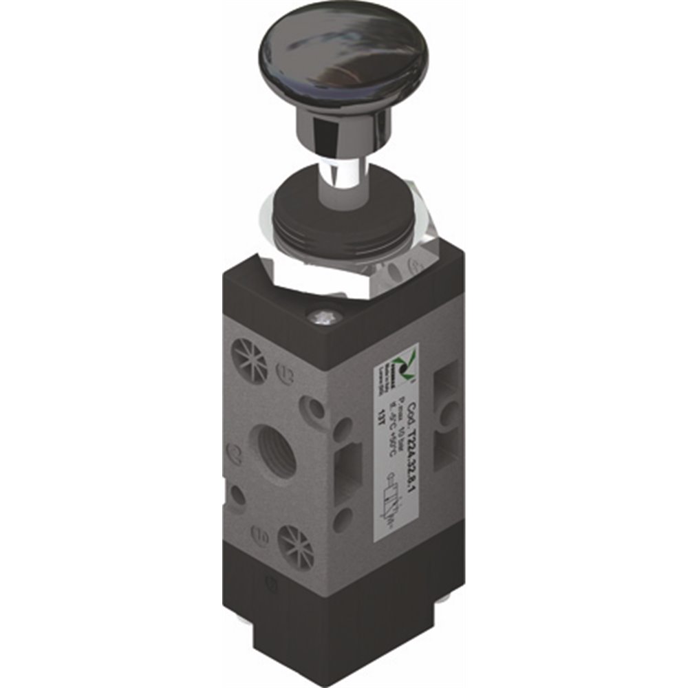 PX ZAWÓR MECHANICZNY 1/4 3/2 CIĘGŁO SPRĘŻYNA CZARNY