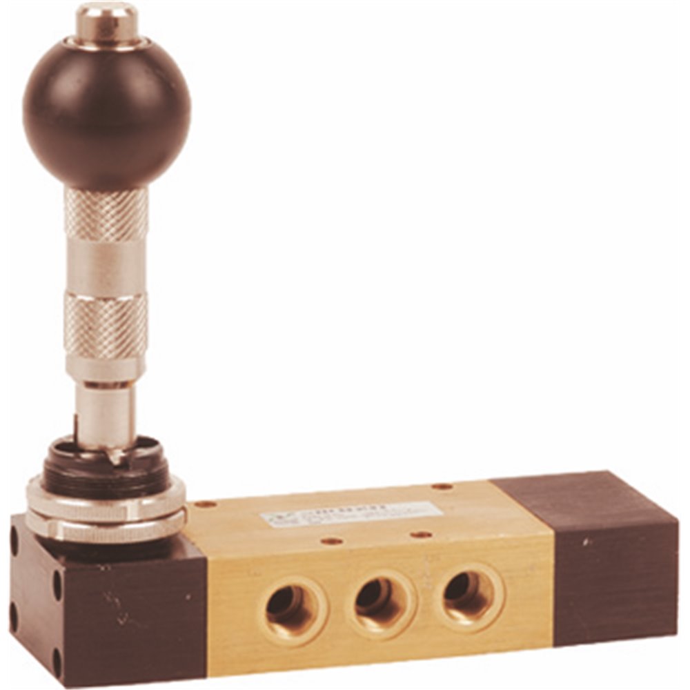 PX ZAWÓR MECHANICZNY 1/4 5/3 DŻWIGNIA CZARNA, CENTRALNIE ZAMKNIĘTY, BISTABILNY, BLOKADA