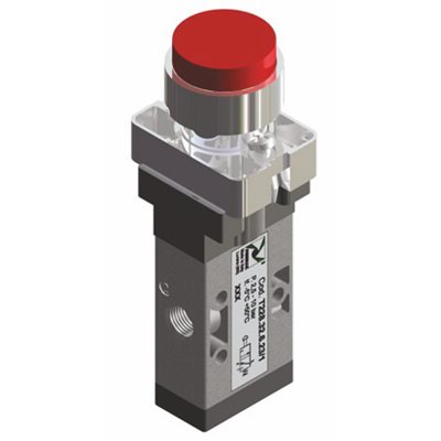 PX PRZYCISK WYSTAJĄCY 3/2 G1/8 CZARNY - SPRĘŻYNA TECHNOPOLIMER 