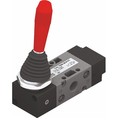 PX ZAWÓR MECHANICZNY TECHNOPOLIMER 3/2 G1/4 DŻWIGNIA, POWRÓT SPRĘŻYNA, CZERWONY