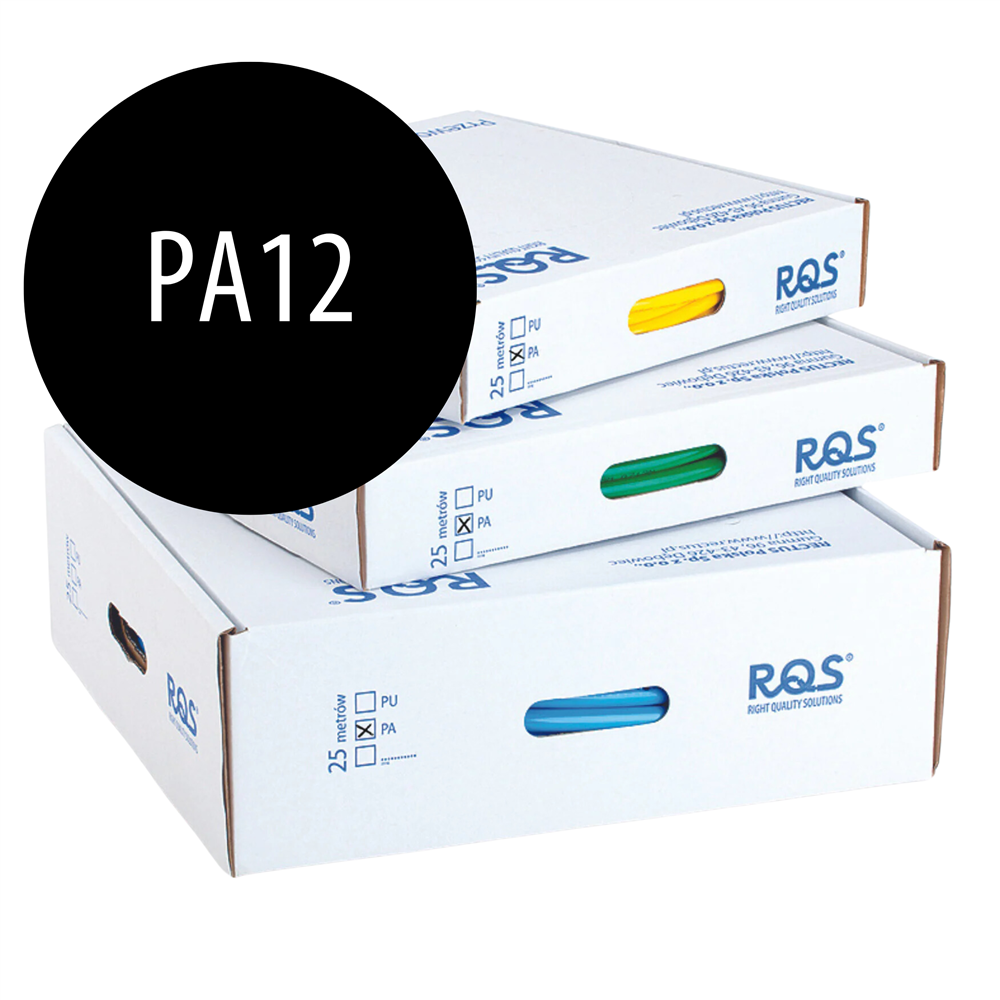 PA12 PRZEWÓD PROSTY POLIAMIDOWY 12 X 9 MM, CZARNY, KARTON 25M