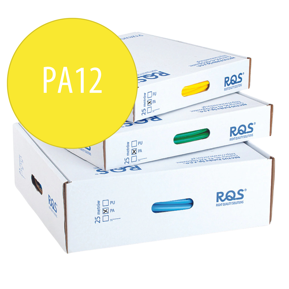 PA12 PRZEWÓD PROSTY POLIAMIDOWY 6 X 4 MM, ŻÓŁTY, KARTON 25 M