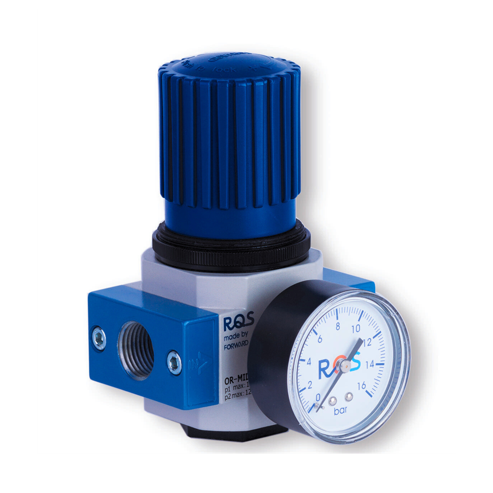 REGULATOR CIŚNIENIA ROZMIAR MINI, GWINT WEWNĘTRZNY 3/8, 0-12 BAR, +MANOMETR, +UCHWYT, NIEBIESKI