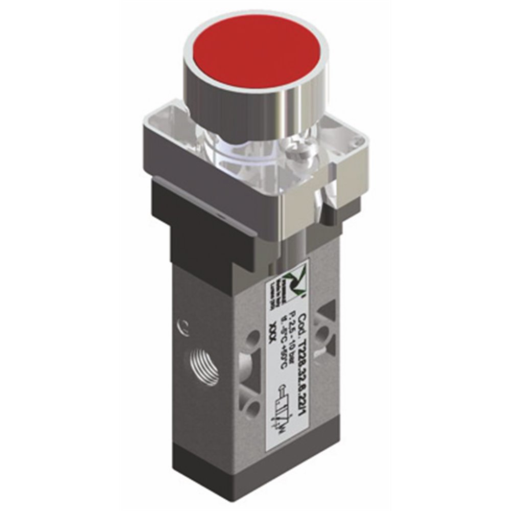 PX ZAWÓR MECHANICZNY G 1/8 3/2 PRZYCISK 22 CZARNY TECHNOPOLIMER 