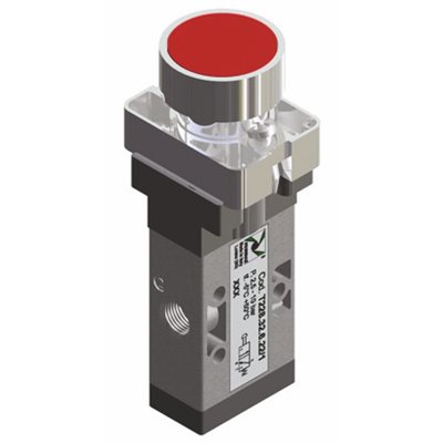 PX ZAWÓR MECHANICZNY G 1/8 3/2 PRZYCISK 22 ZIELONY TECHNOPOLIMER 