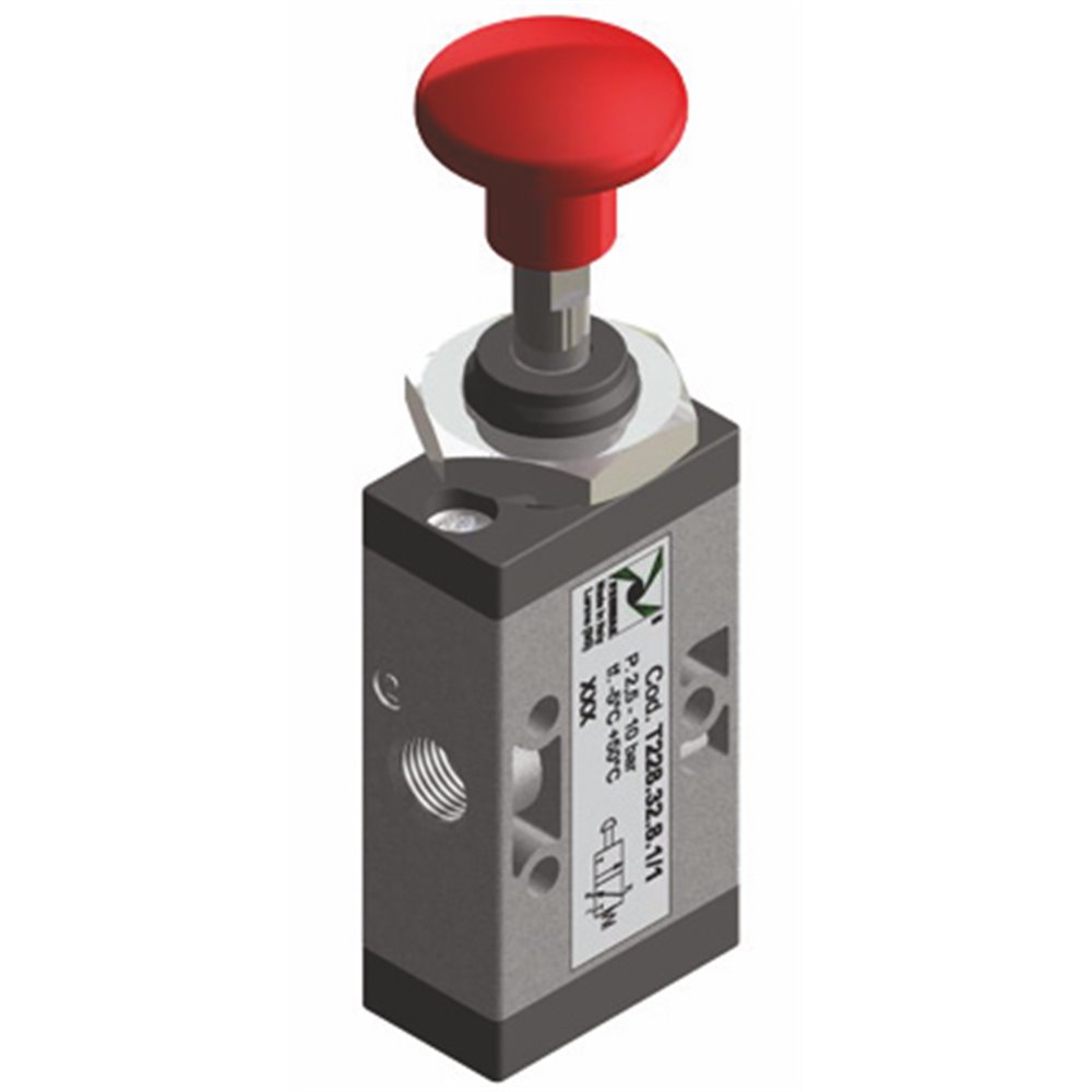 PX ZAWÓR MECHANICZNY G1/8 3/2 GRZYBEK-SPRĘŻYNA TECHNOPOLIMER ZIELONY