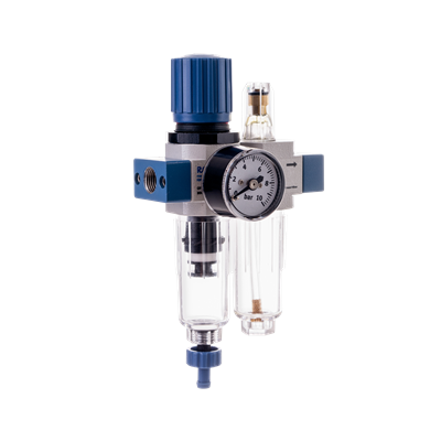 DWUCZĘŚCIOWY ZESTAW ROZMIAR MIKRO, GWINT WEWNĘTRZNY 1/8, 0-7 BAR, + MANOMETR, + UCHWYT, NIEBIESKI