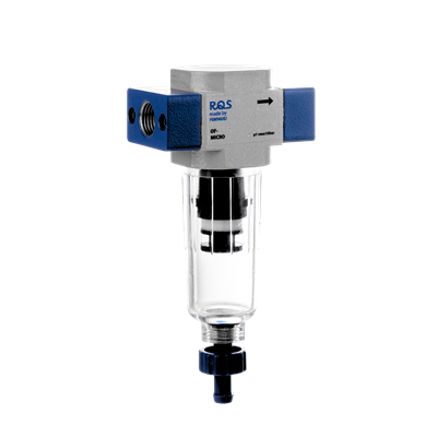 FILTR POWIETRZA ROZMIAR MIKRO, GWINT WEWNĘTRZNY 1/8, 0-7 BAR, 40 MIKRONÓW, + UCHWYT, NIEBIESKI