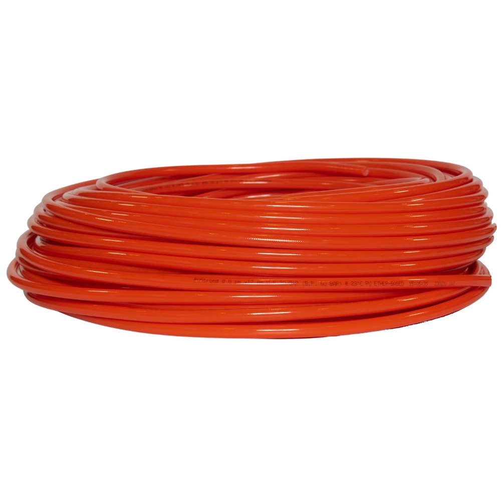 WĄŻ PROSTY PU BRAID 8 X 12 MM, RQSTRONG, POMARAŃCZOWY, 100 M