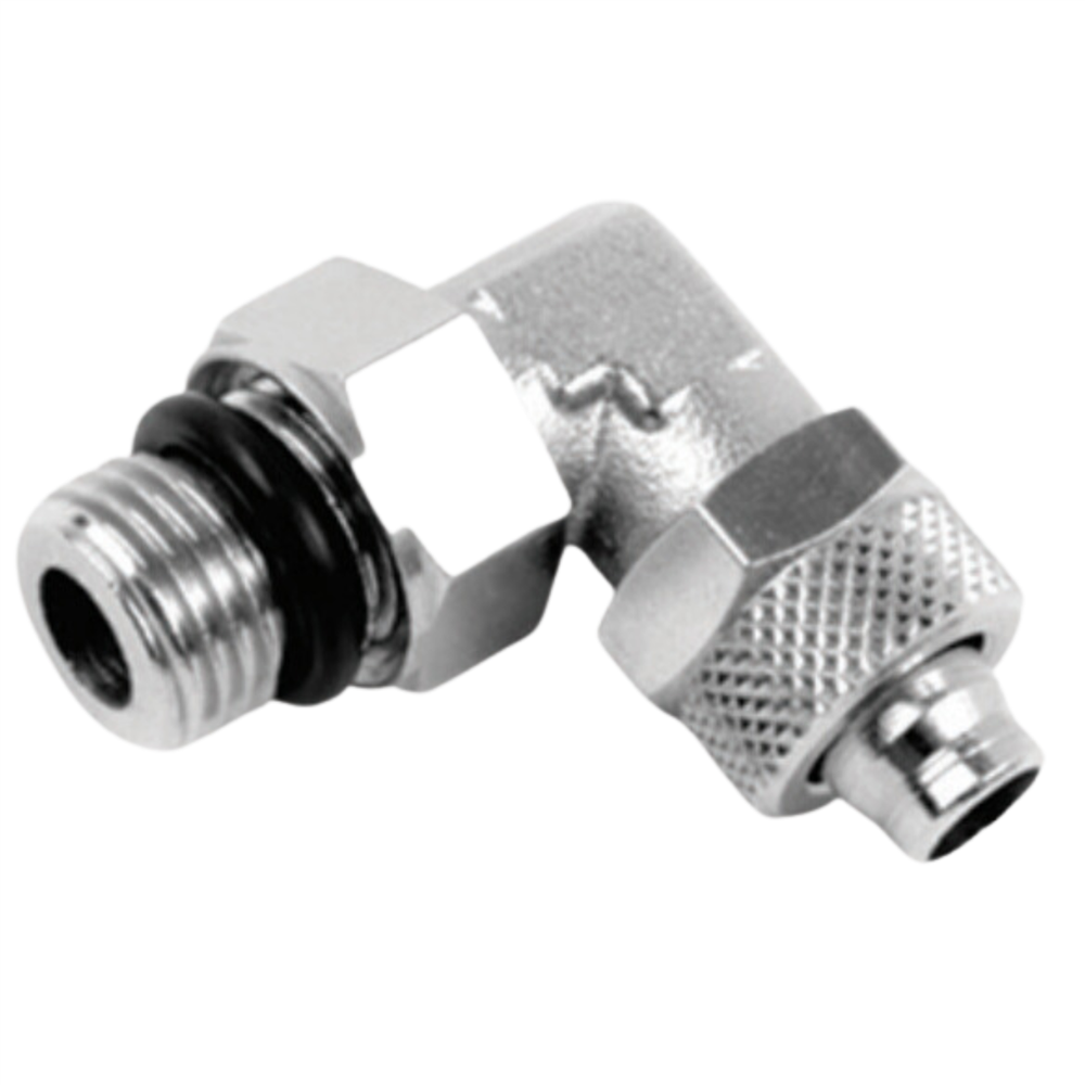 ZŁĄCZE ZAKRĘCANE TYPU L, OBROTOWE, GWINT ZEWNĘTRZNY G 1/4 - 6 X 4 MM, NBR