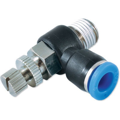 RQS ZAWÓR KĄTOWY DŁAWIĄCO-ZWROTNY NA WYLOCIE R 1/4 - 6 MM